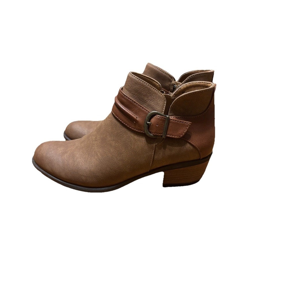 BOC Born Gemm Brown Buckle Bootie Womens 8 Faux Leather Ankle Boot Block Heel - Picture 4 of 10